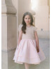 Light Pink Satin Pearl Embellished Flower Girl Dress